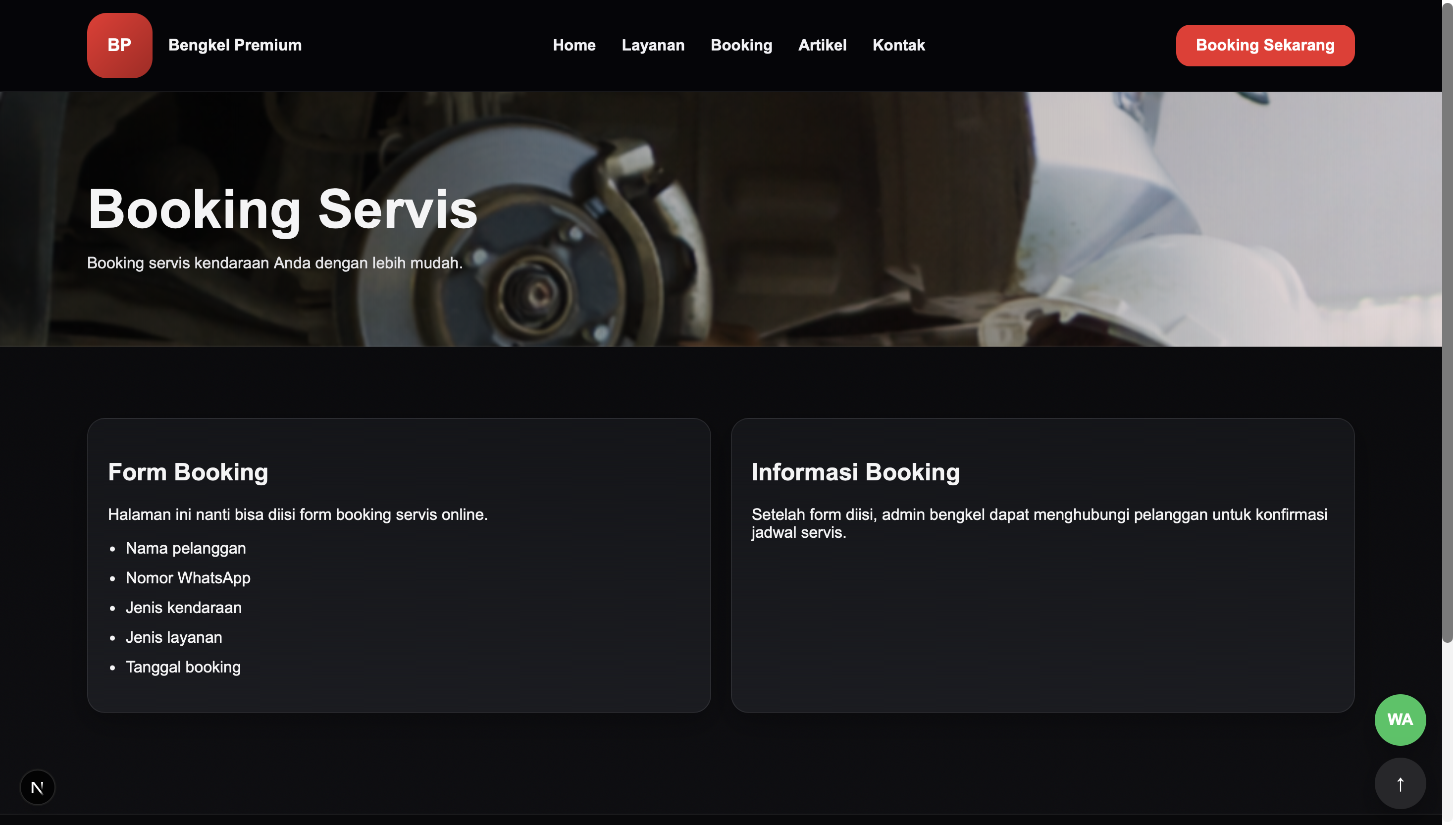 Website Bengkel Motor / Mobil thumbnail 3